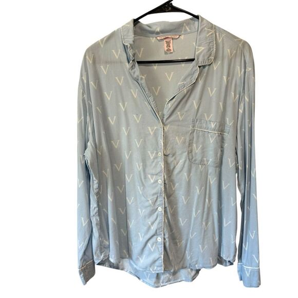 Victoria’s Secret Cotton Blue Ombré Button Down PJ Pajama Set - Picture 4 of 9